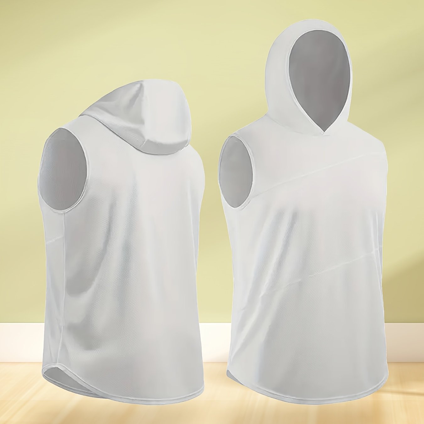 TEMU 1pc Spring And Summer Men's Casual Hooded Sports Fitness Sleeveless Vest, Mesh Breathable Vest, Suitable For Outdoor Men's Gym, Cycling, Running