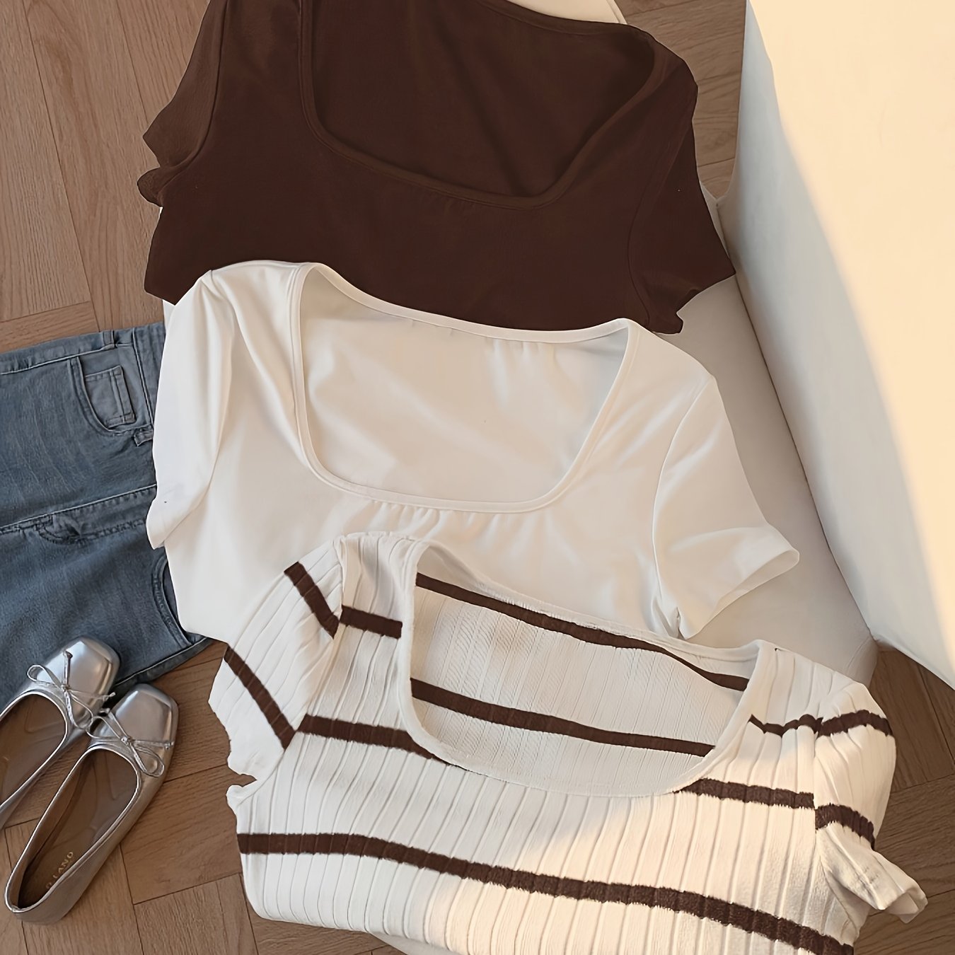 Spring/summer Women' Fashion Versatile Short T-shirt Three-piece Set