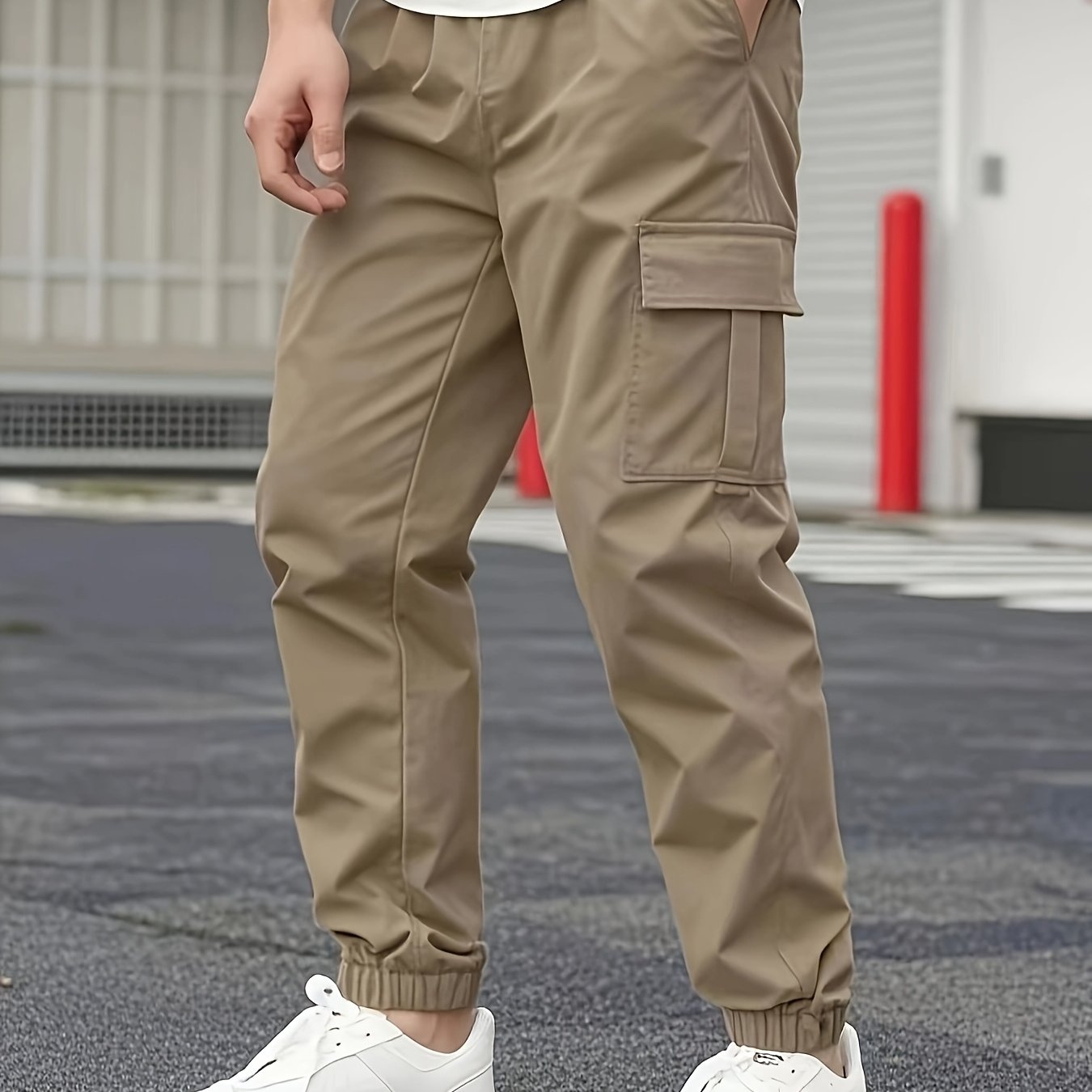 TEMU Men's Casual Solid Color Work Pants, Autumn Essentials