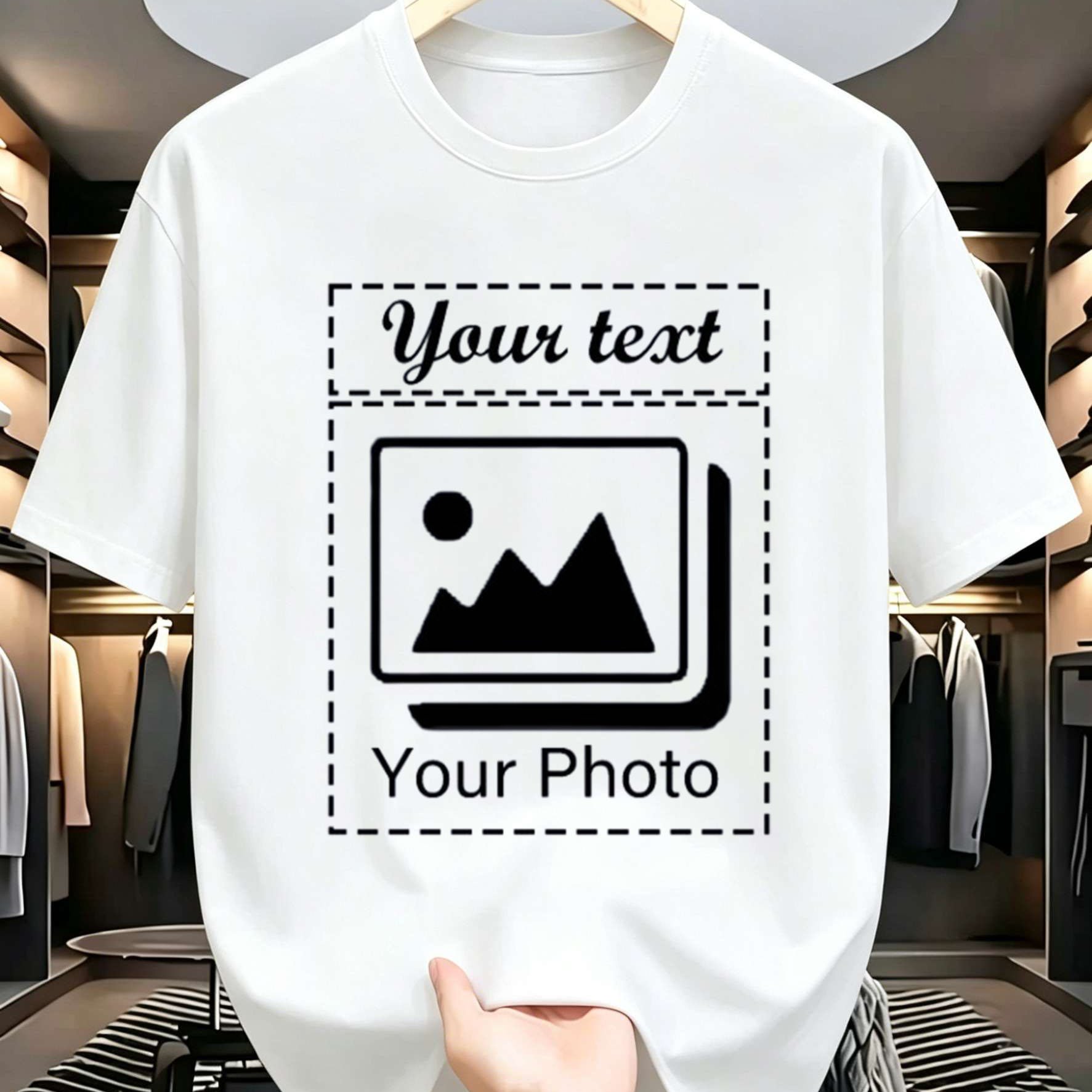 TEMU Customizable T-shirt With Your Photo, Casual Round Neck Short Sleeve, Soft Breathable Fabric, Men's And Women's, , Gift For , , Lightweight,