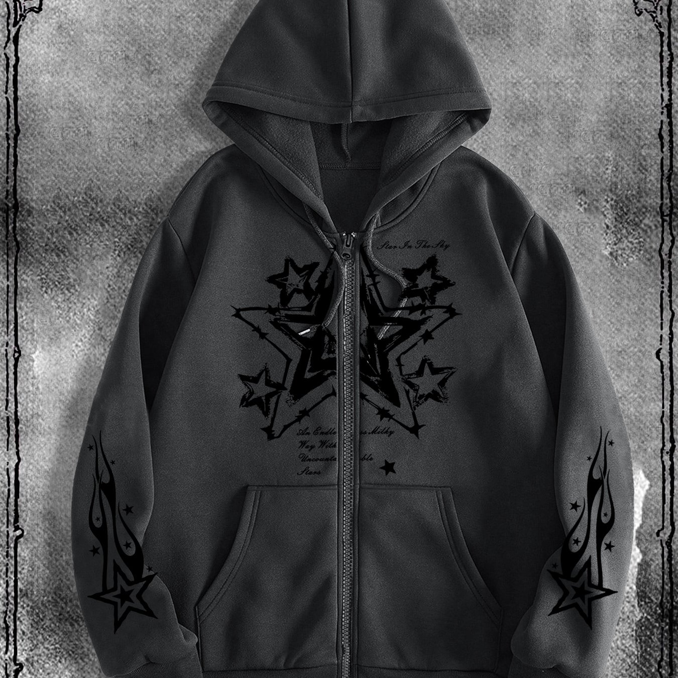 TEMU College Special Brother Original Print Zip-up Hoodie, Fashionable Street Trendy Zip-up Hoodie For Casual Occasions, For School Outfit