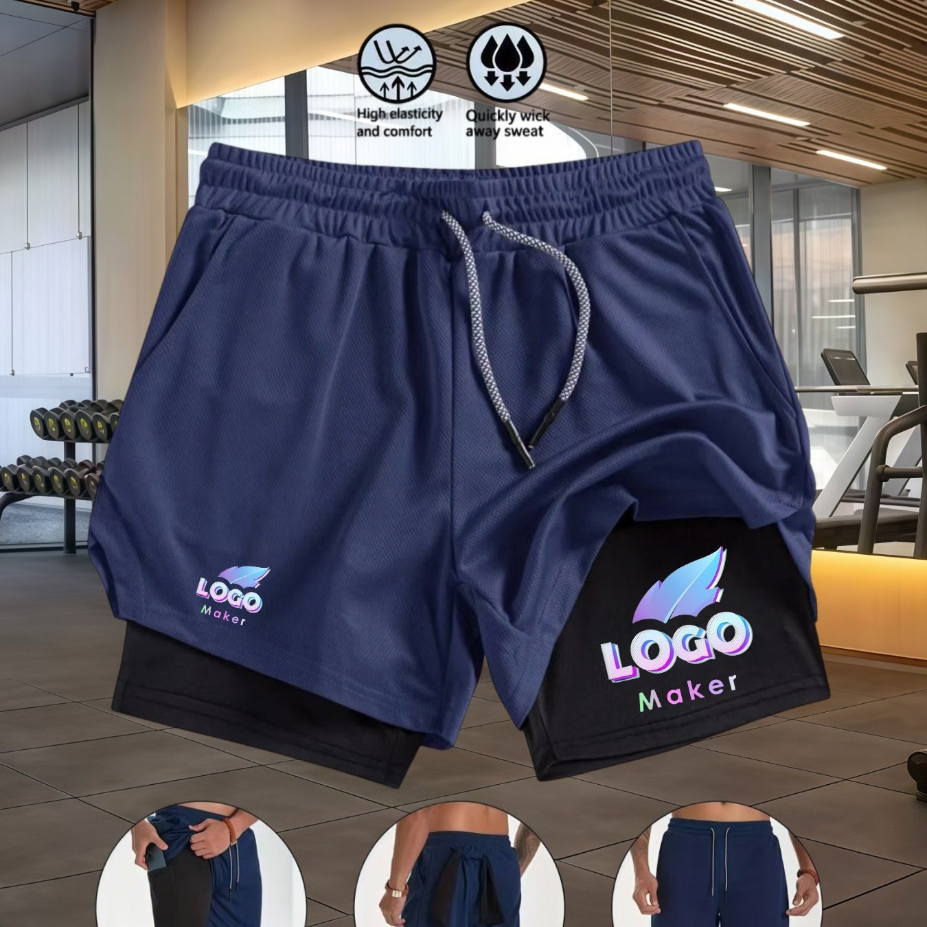 TEMU Men's Shorts - Personalize With Your Photos, Patterns, And Text - Lightweight Cycling And Fitness Shorts - Machine Washable, Suitable For