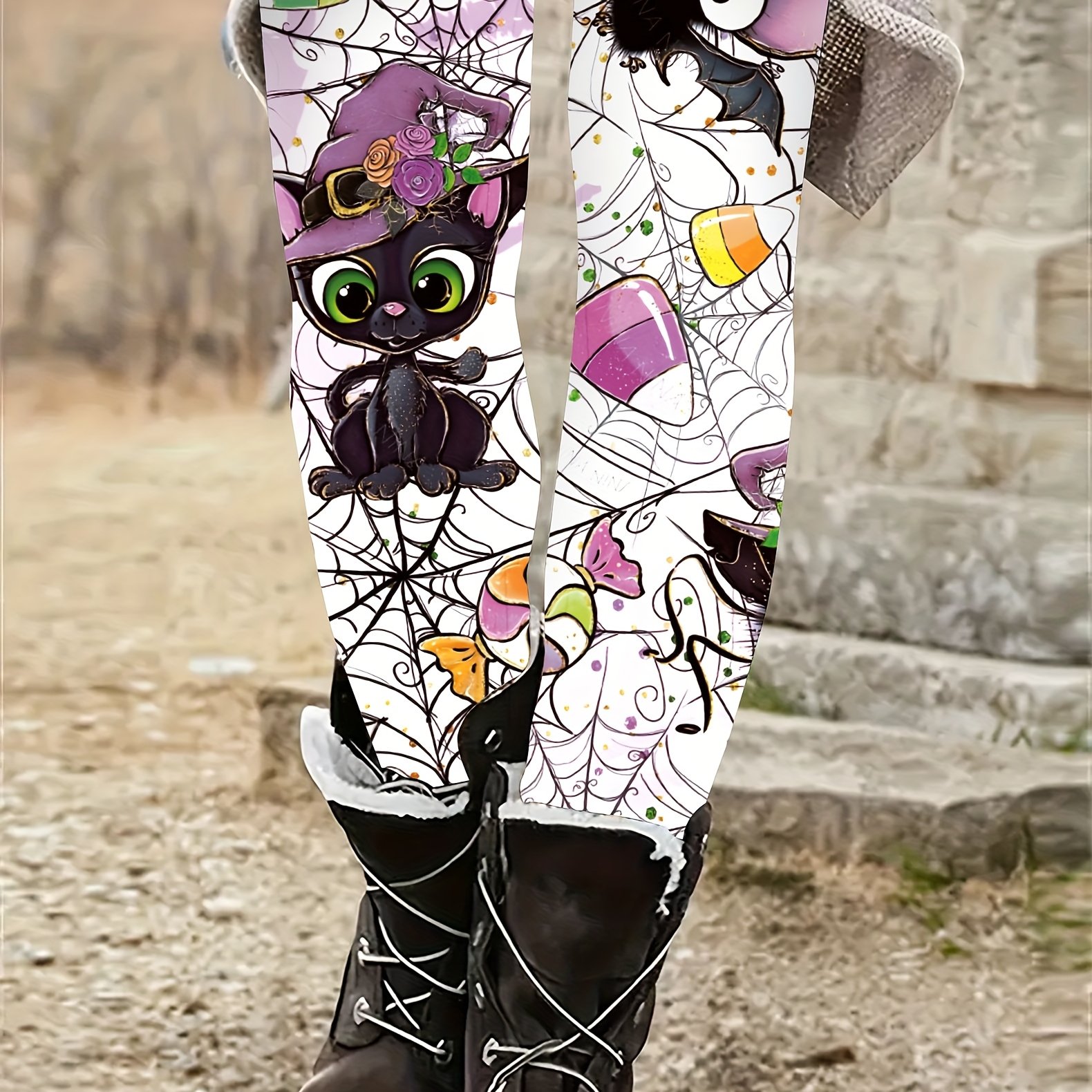 Halloween Themed Cute Cat Girl Gift Leggings