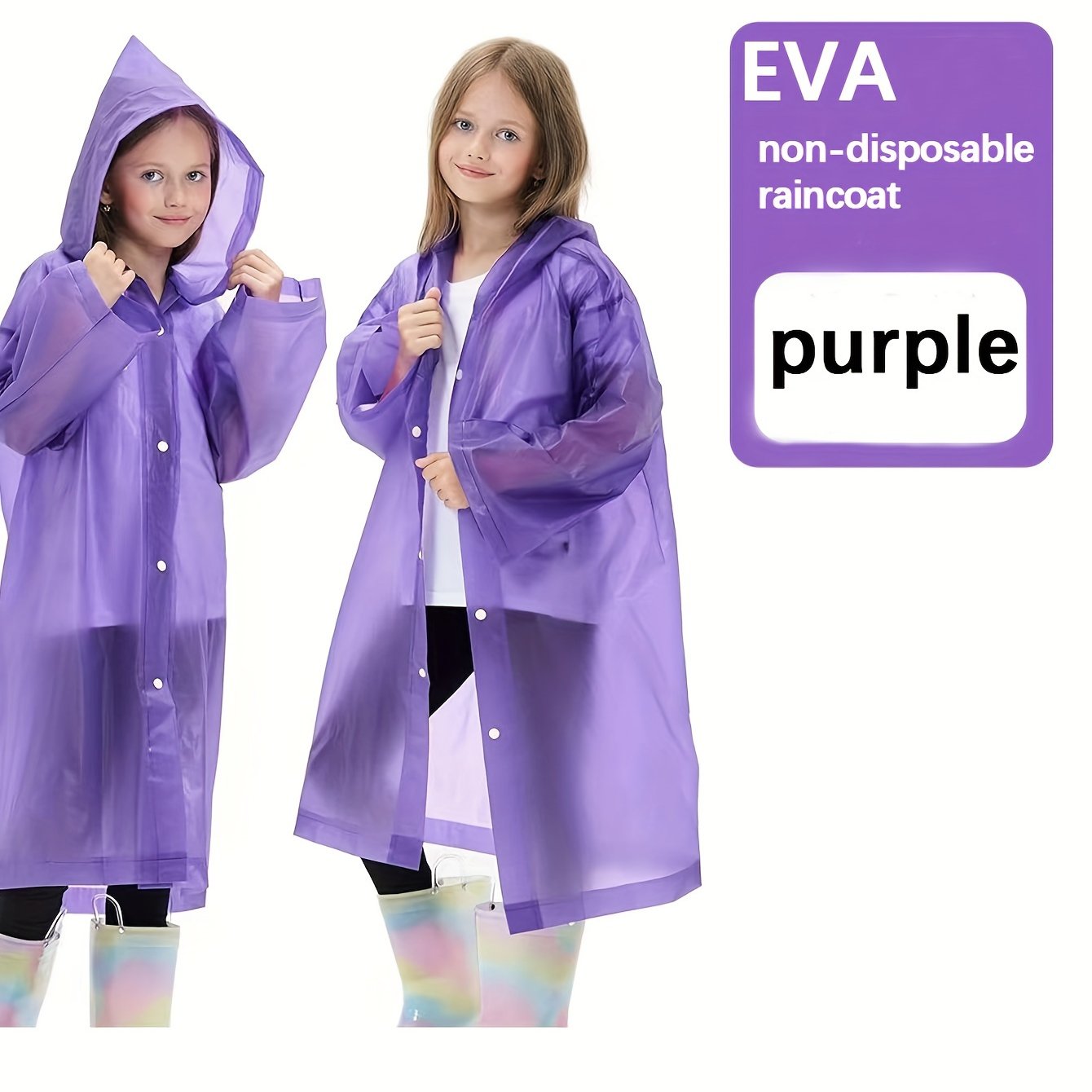 Image of Eva Raincoat For Children Ages 5-8, Non-disposable, Suitable For Outdoor Hiking, Travel, And Amusement Parks, Autumn Essentials