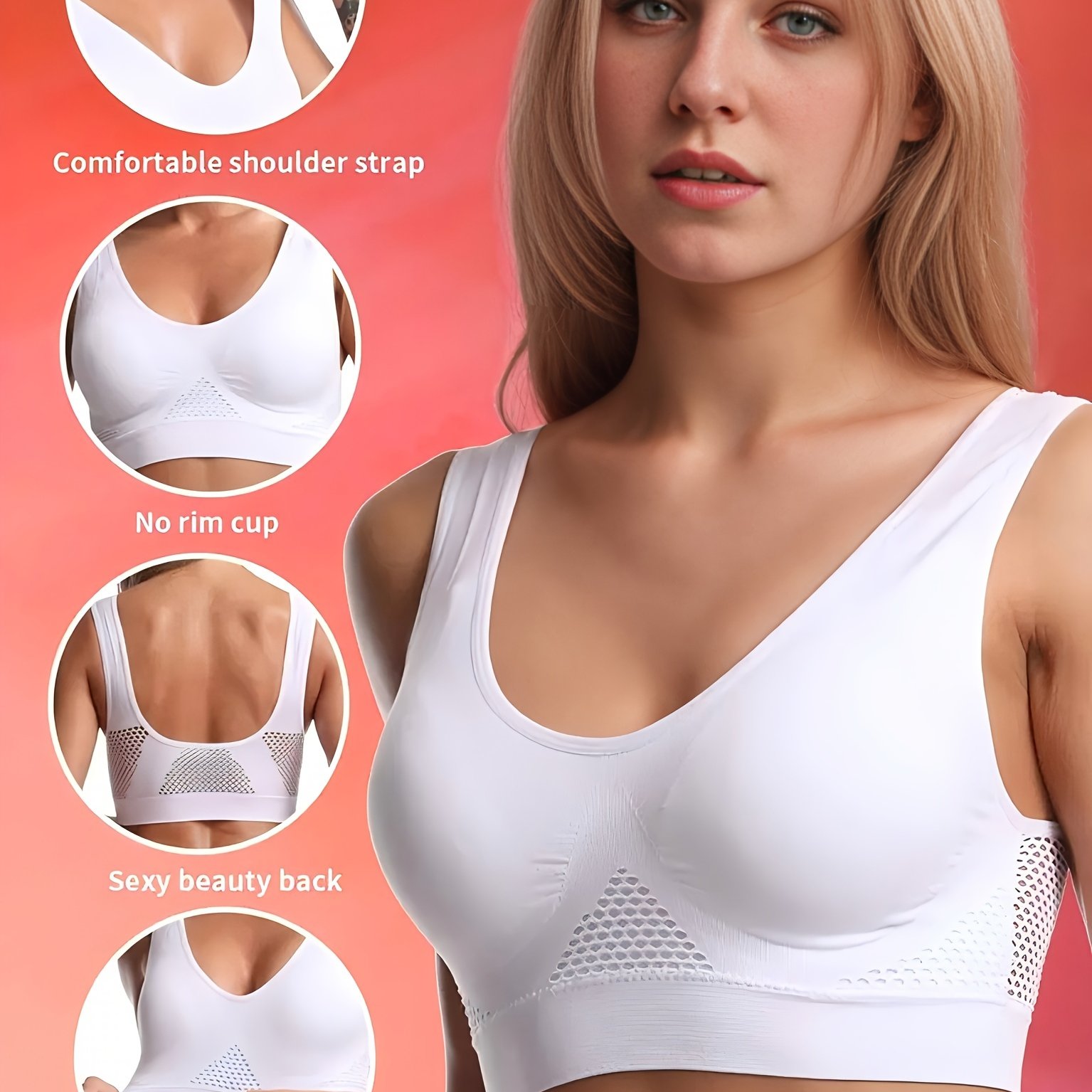 Image of Seamless Breathable Lingerie Bra Underwire-free Trace Hollow Mesh Thin Sports Yoga