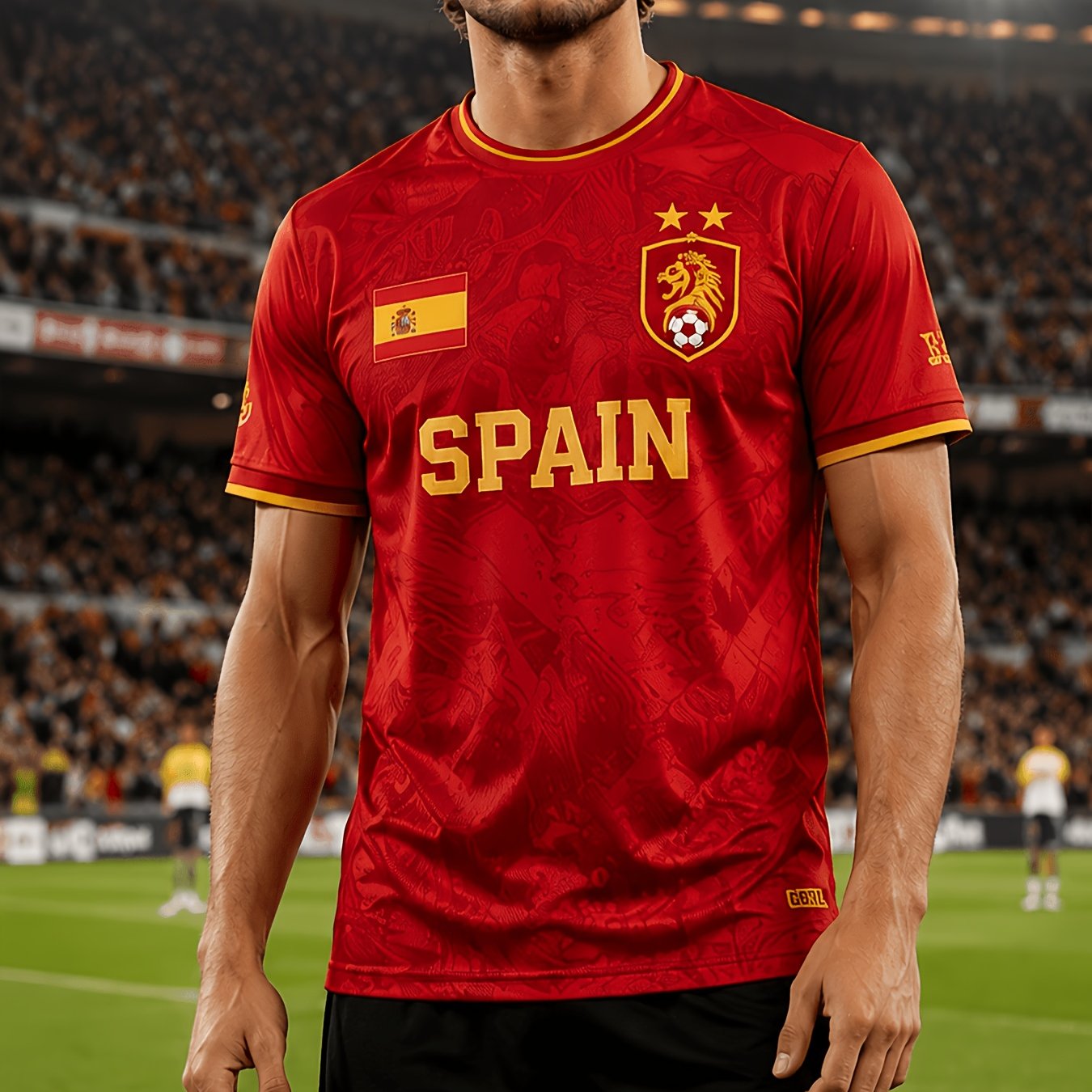 TEMU Printed Design - Not Textured Soul Men's Short Sleeve T-shirt | Spain Team Crew Neck Short Sleeve | Quick-dry Breathable Vintage Sports Summer