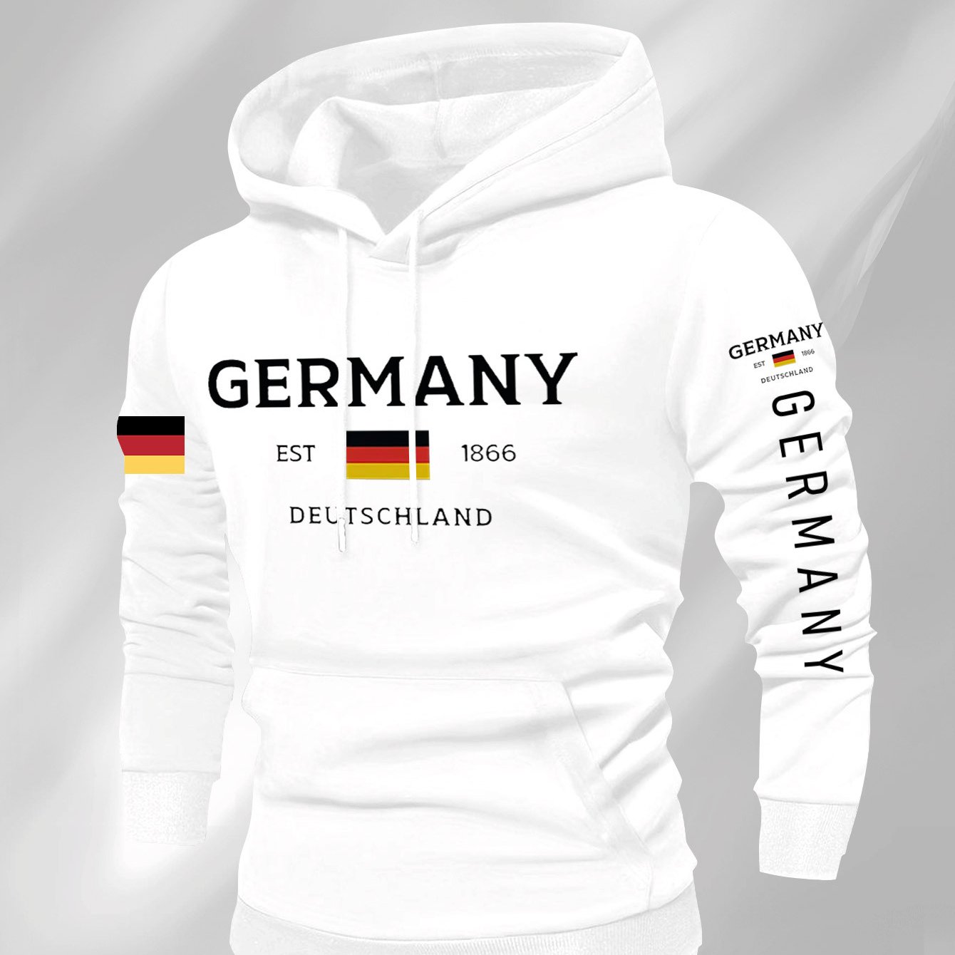 E-shop Lässiges Herren Kapuzenpullover mit amerikanischem, kleinen Aufdruck, reguläre Passform, mit Kapuzenkragen, mit Grafikdruck, lässiger