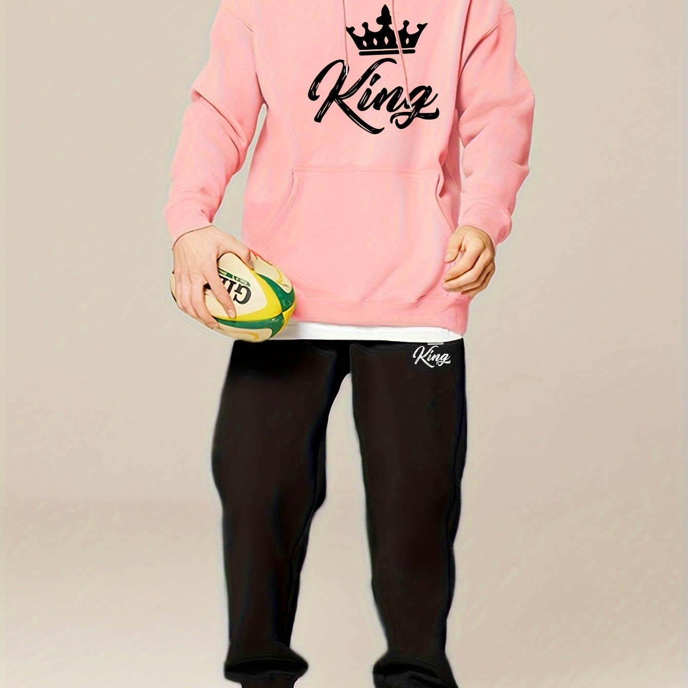 TEMU Men's Casual Fashion Sport Versatile Trendy Hooded Sweatshirt And Sweatpants Set