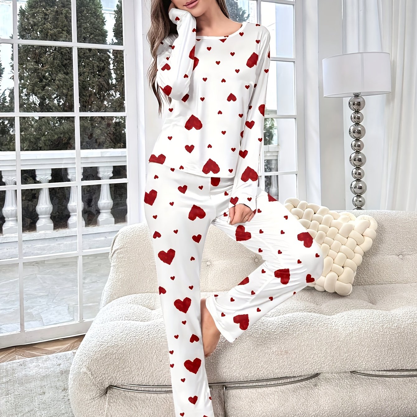 Love Pattern Women's Pajama Set