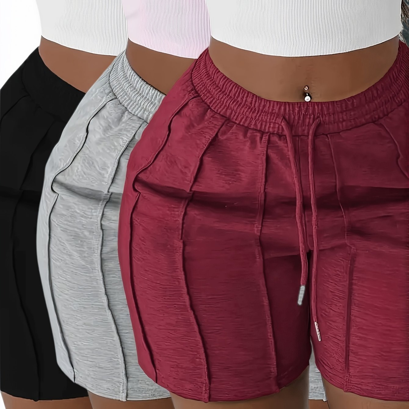 TEMU 3pcs Solid Color Casual Drawstring Design Sweatpants