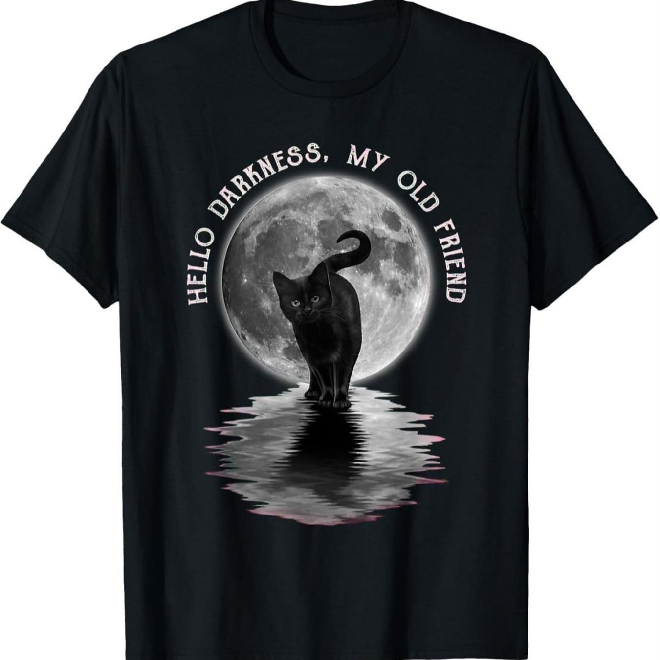 TEMU Black Cat Moon Halloween Hello Dark T Regular Fit - Unisex Hip Hop Street Style Beach Casual Short-sleeve T-shirt