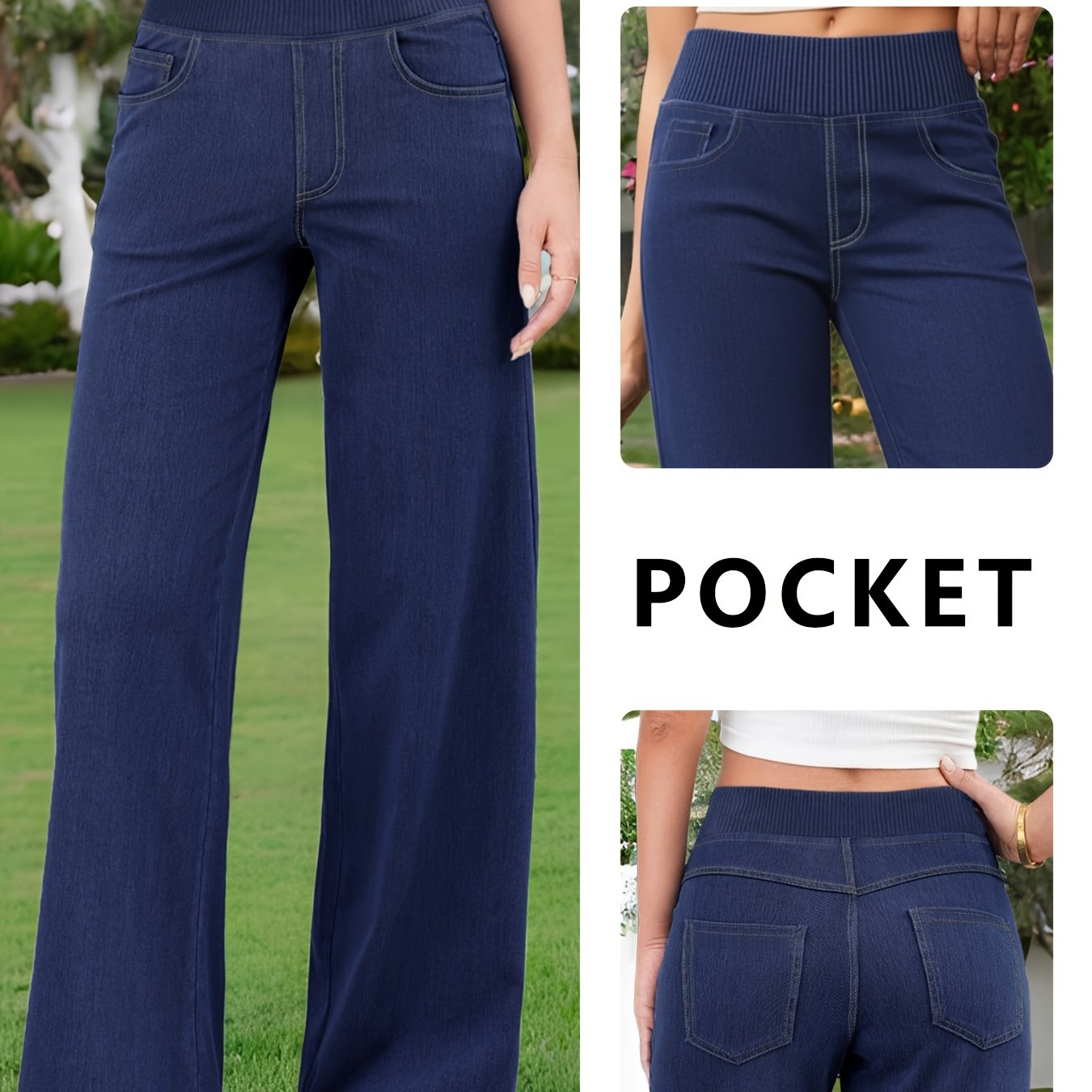 High-end Wide Leg; Jeans; Women's; New; ; Elastic; High Waist; ; Height Enhancing; Drape; Straight Wide; Leg Pants