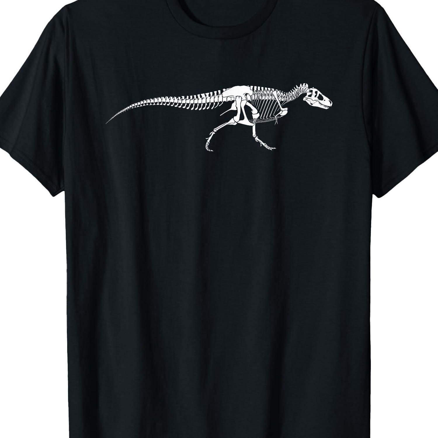 TEMU Dinosaur Fossil Skeleton Paleontology T-shirt| Design, Retro Style, Lightweight And Comfortable, Suitable For Casual Wear And Dinosaur