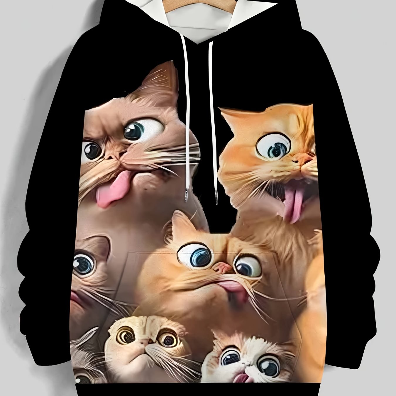 TEMU Men's Casual Hooded Sweatshirt, Men's Sportswear, Men's Sweatshirt, Men's 3d Cute Cat Pattern Hoodie, Men's Casual Fashion Hoodie, Autumn/winter