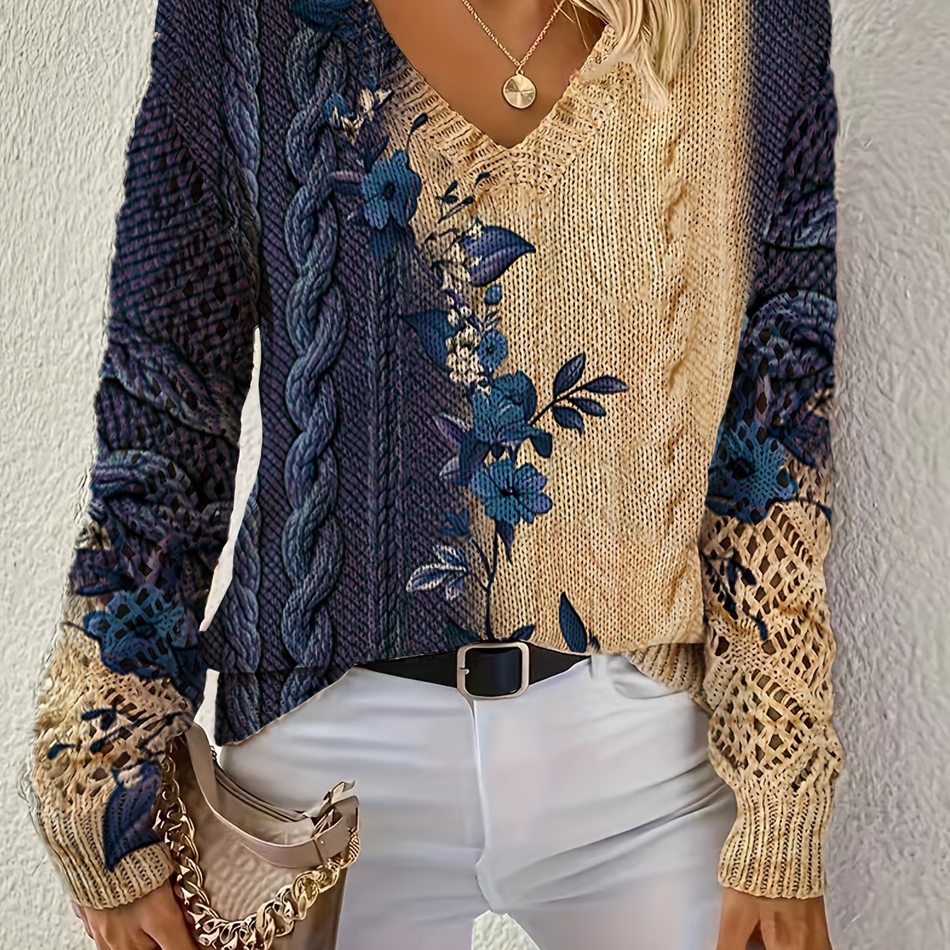 E-shop Große Größen - Elegant, Frühling/Herbst Style, Trendige Damenmode mit langen Ärmeln, Damenpullover, Modisches neues, verspieltes, vielseitiges