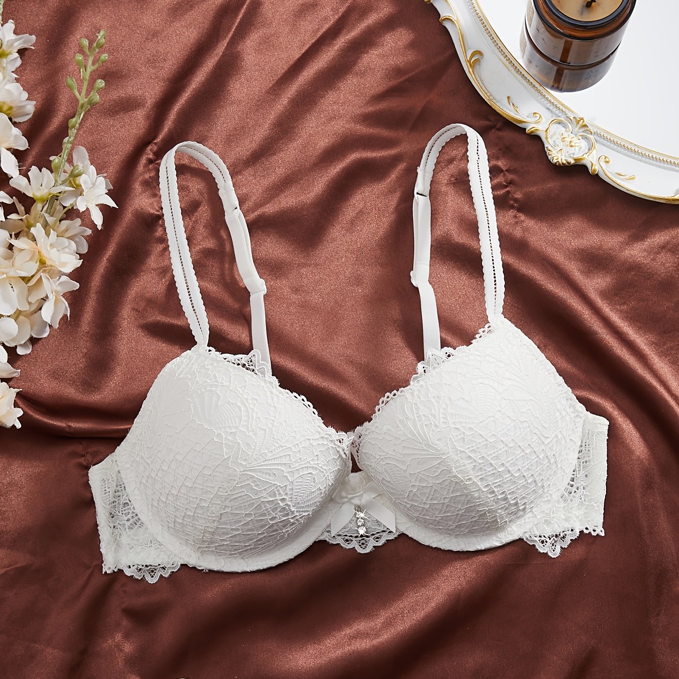 Comfortable Daily Elegant Bow Pendant Decoration Thick-cup Women's Bra
