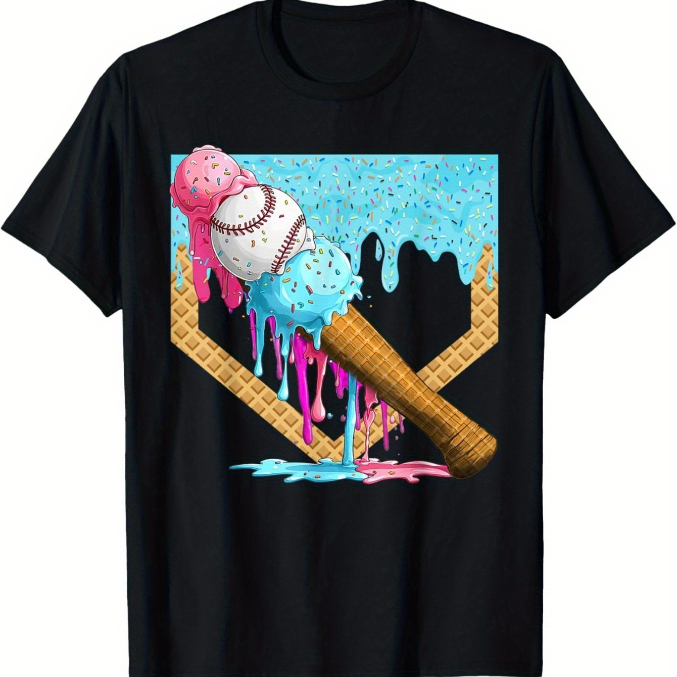 TEMU For Boys Ice Cream Drip Youth Boys Baseball T-shirt