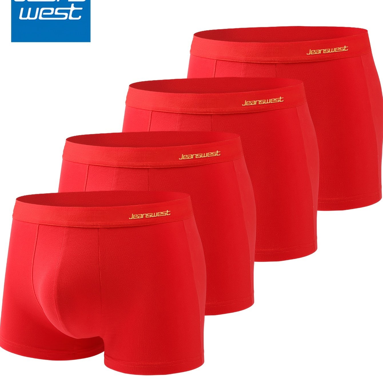 Jeanswest 4-pc Men's Underwear New Year Gift Red Festive Comfortable Daily Casual Entertainment Men's Briefs