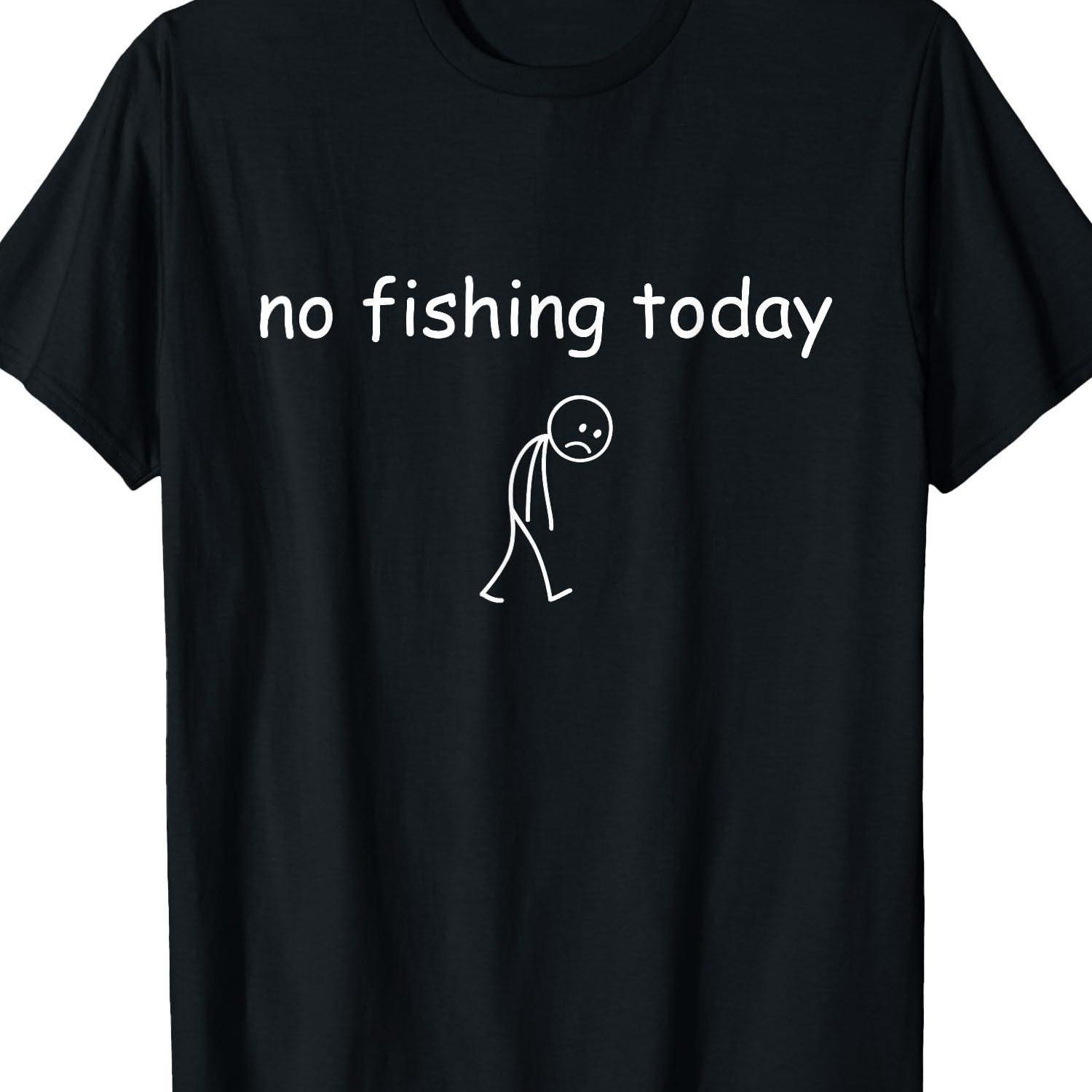 TEMU Men's Funny " Today" Fishing T-shirt - Soft Breathable Short Sleeve Tee With Fishing Rod & Fish Print Slogan - Casual Outdoor Wear For , ,