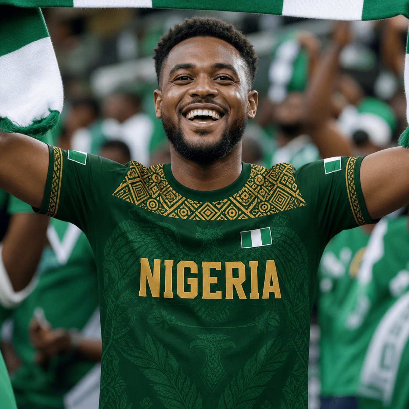 TEMU Men's Custom T-shirt Nigeria Themed Sports T-shirt Green Short-sleeved T-shirt Stadium T-shirt Fan T-shirt Daily Casual T-shirt Breathable