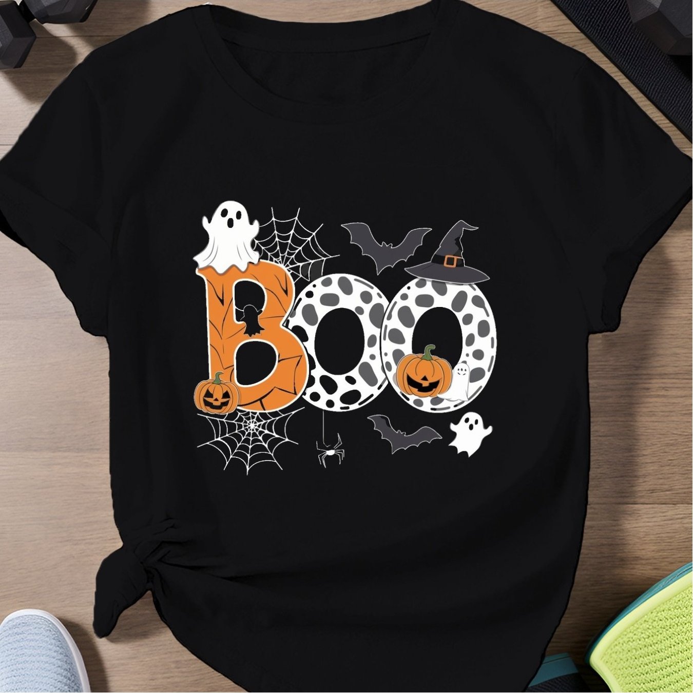 TEMU Women's Short Sleeve T-shirt For Halloween With A