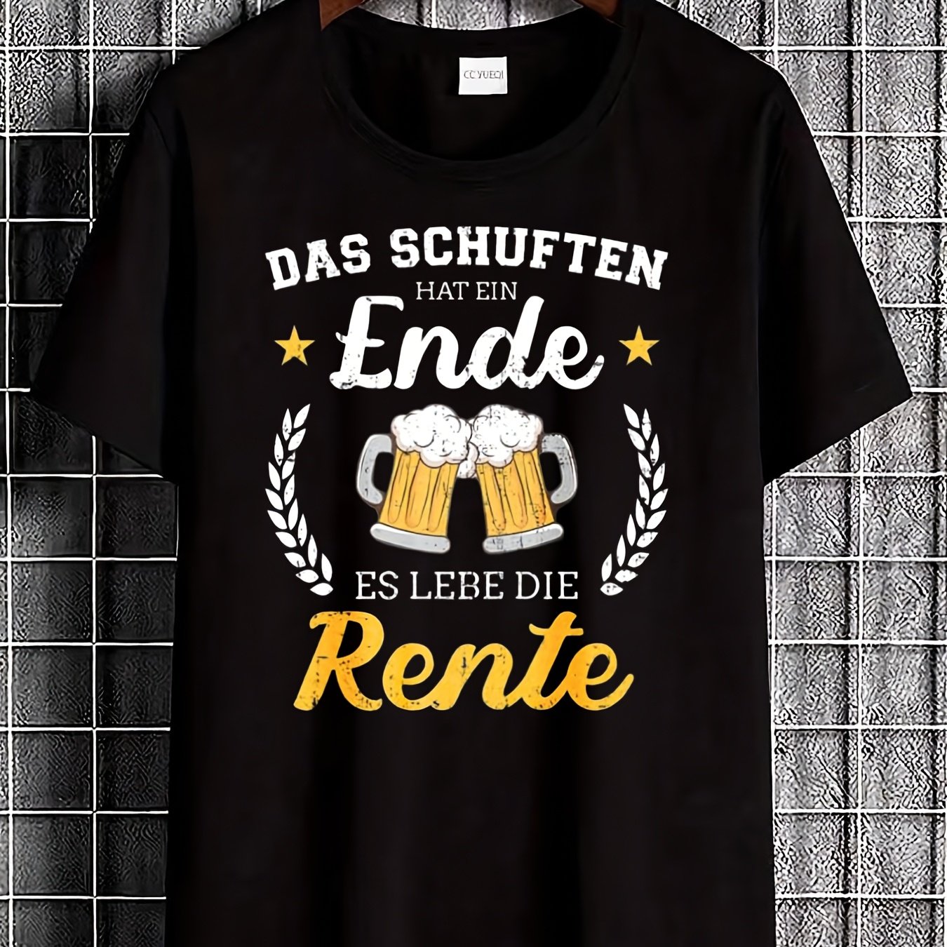 Image of Black T Shirt With Beer Mugs And German Text Das Schuften Hat Ein Es Lebe Die Rente For Retirement Celebration