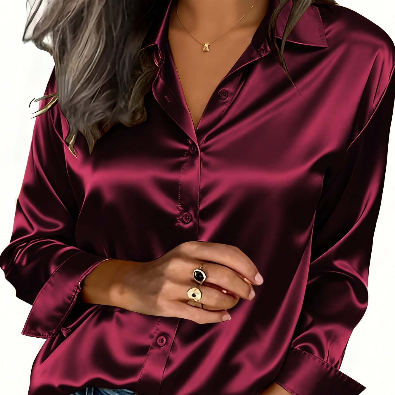TEMU Plus Size, Elegant Women's Casual Solid Color Shirt, Fashionable Plus Size Shirt Jacket