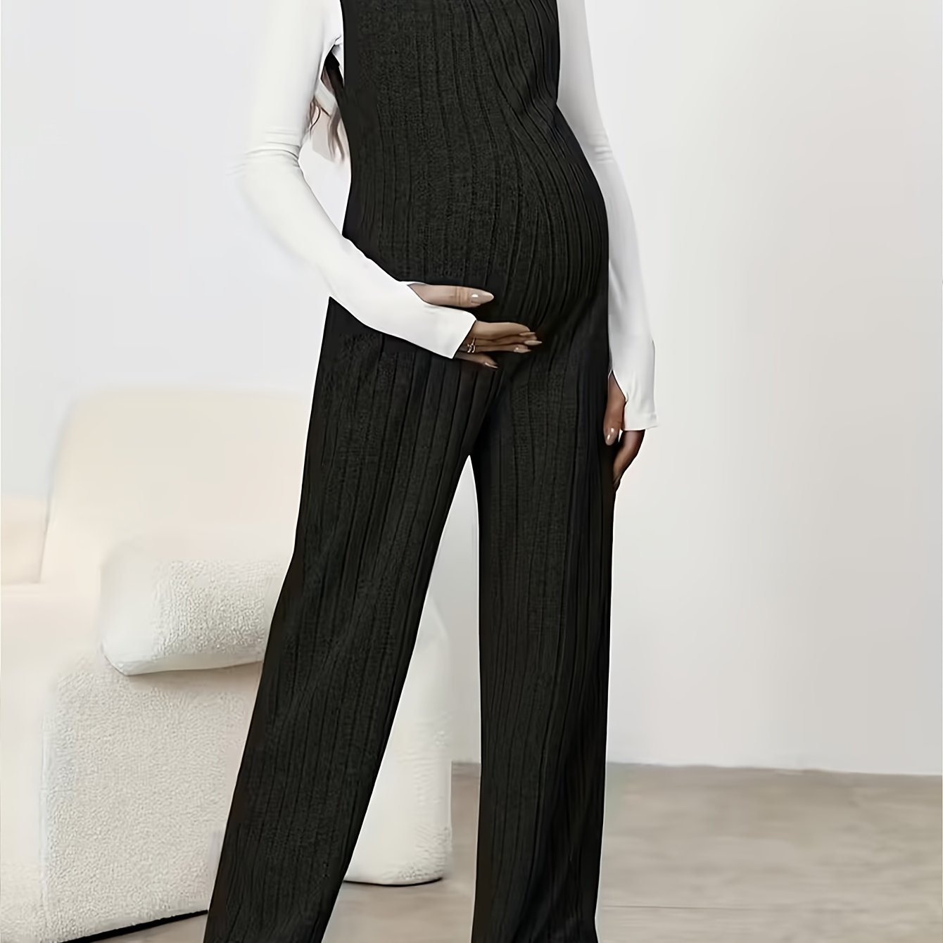 TEMU Pantalones de Maternidad Estilo /Otoño, Pantalones Anchos de Maternidad, Overoles Casuales de Maternidad