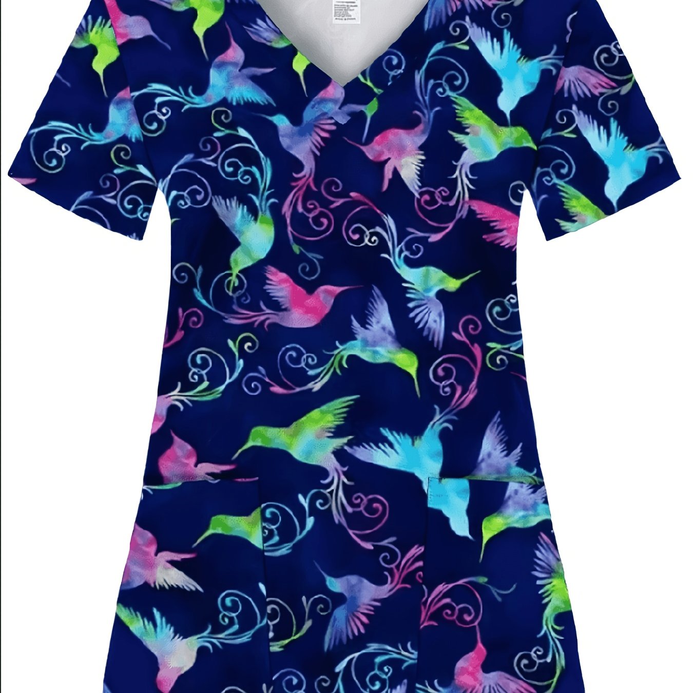 TEMU Plus Size - Full-body Printed Multi- Pattern Women's Top - Two-, Comfortable And Breathable, Suitable For Nurses, Dentists, And In Hospitals,