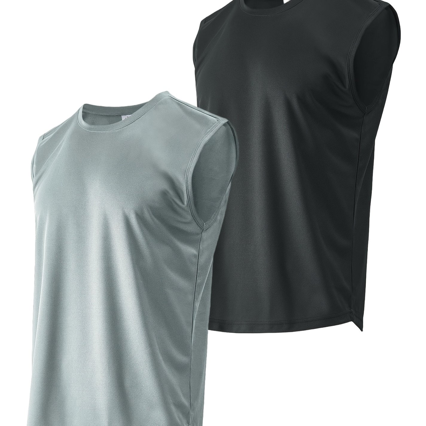 Image of 2-pack Men's Athletic Tank Tops Sleeveless Crew Neck Workout Fitness Fishing Daily Casual Multi-scene