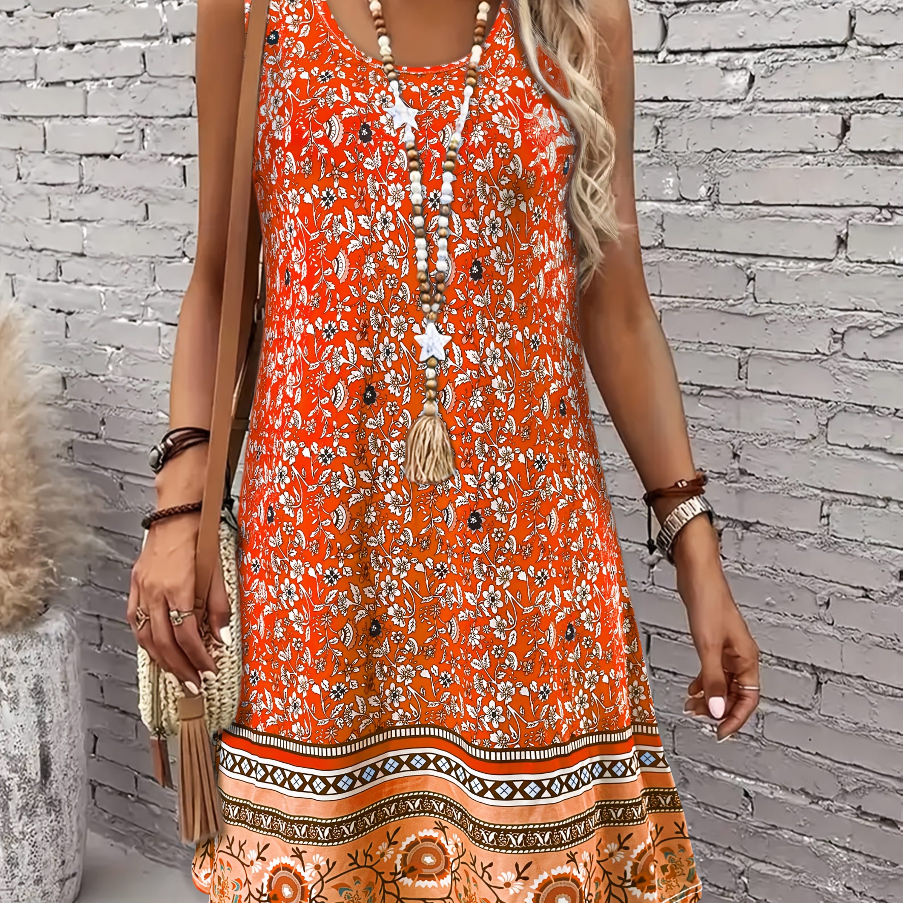 Elegant Summer Floral Print Sleeveless Vest Dress