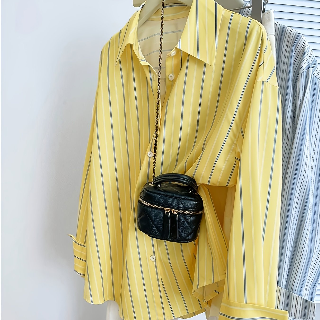 TEMU Women's Casual Striped Print Button-up Long Sleeve Shirt