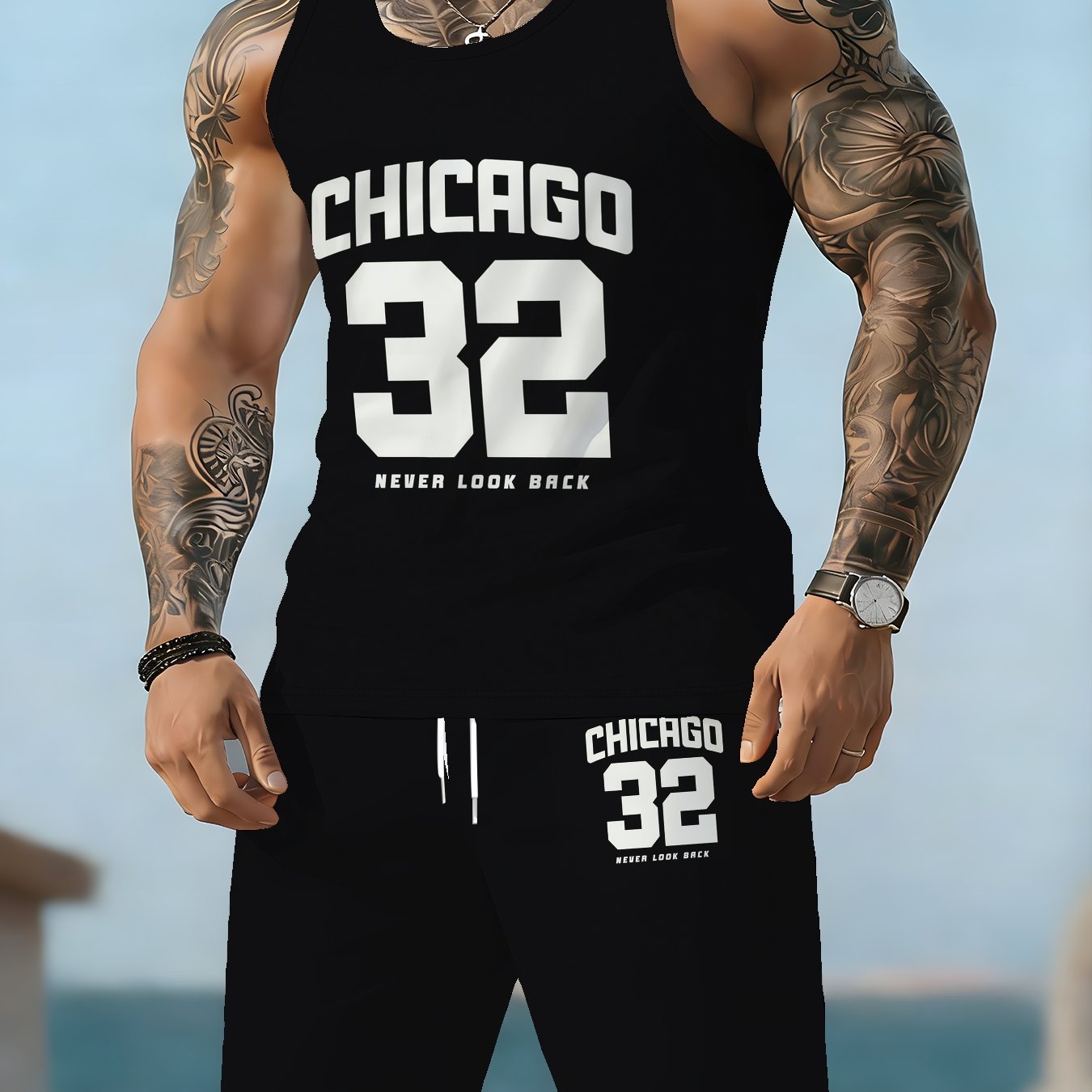 TEMU 2pcs Men's Summer Athletic Set, Sleeveless Round Neck Vest And Drawstring Shorts With Pockets