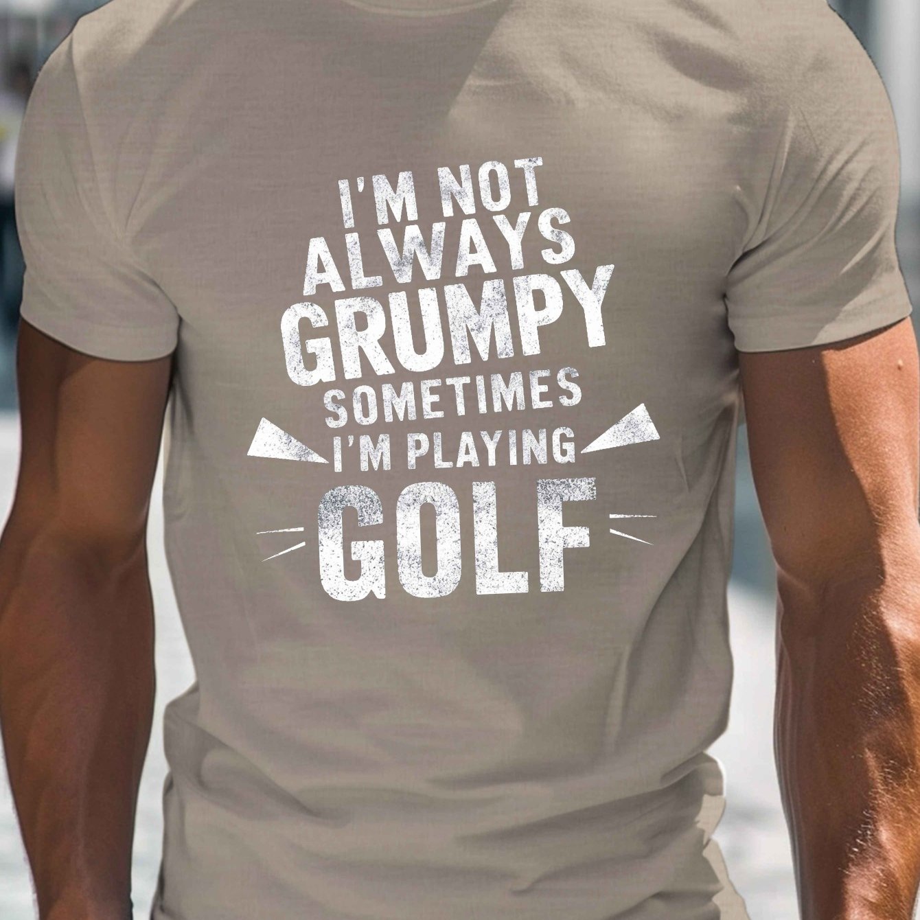 TEMU Golf Print, Men's Round Crew Neck Short Sleeve Tee, Casual T-shirtcasual Comfy Lightweight Top For Summer