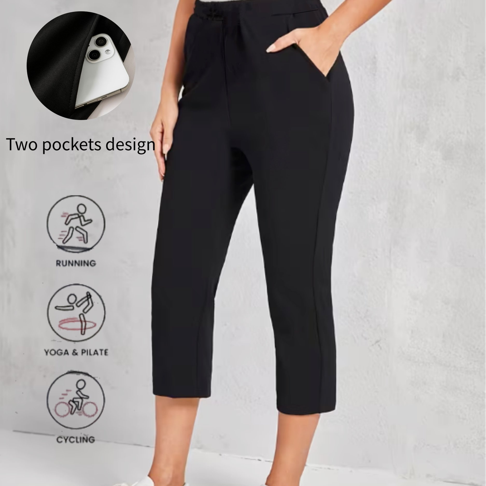 E-shop Damen-Leggings mit hoher Taille Stretch – Design mit zwei Seitentaschen, blickdicht für Alltags- formelle Kleidung – Elegante Hose für Büro,