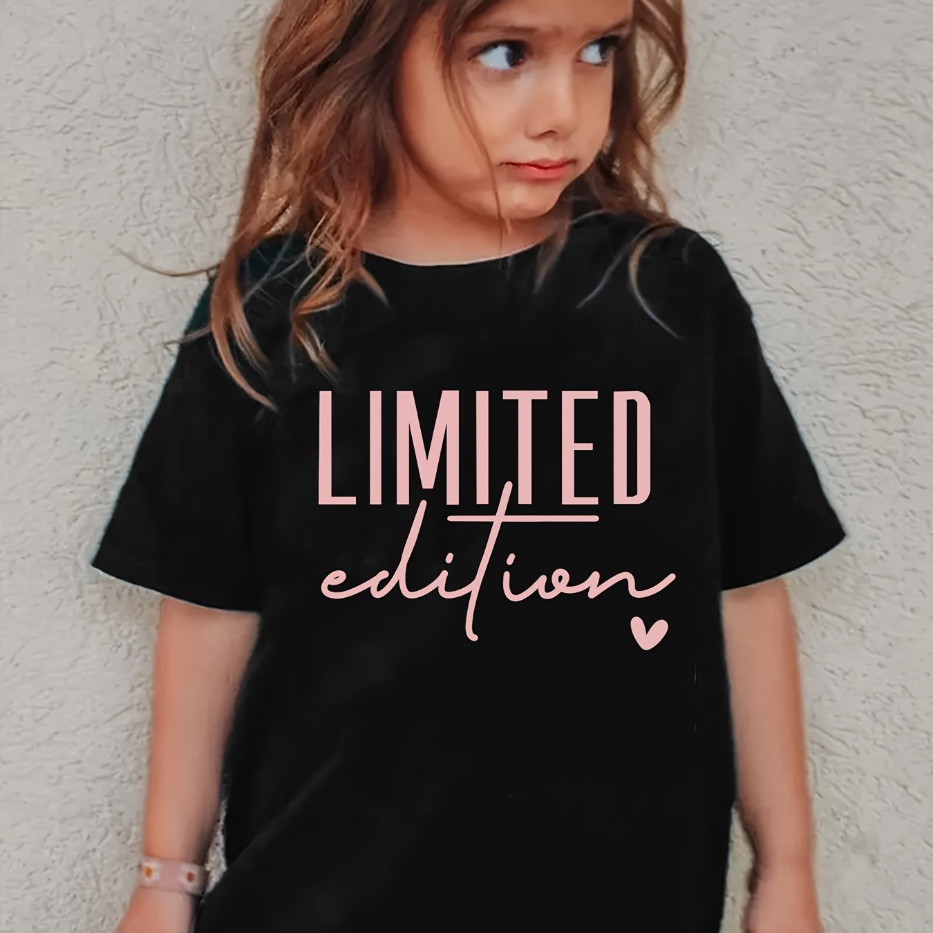 Image of Edition Letter Print, Girls' Comfy Crew Neck Short Sleeve T-shirt, Suitable For Summer Daily Wear