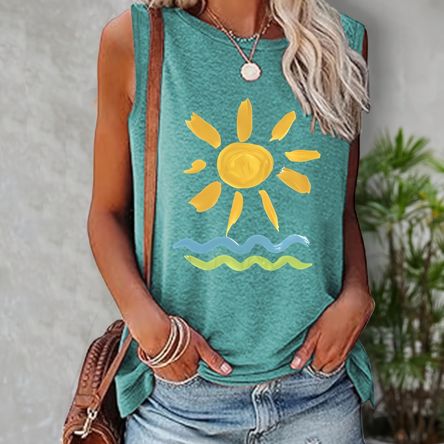 TEMU Sun Vest For Women, Summer Loose Sleeveless Casual Top, Fashionable Distressed Sleeveless Shirt, Versatile For Daily Wear, Sports, And Vacation,