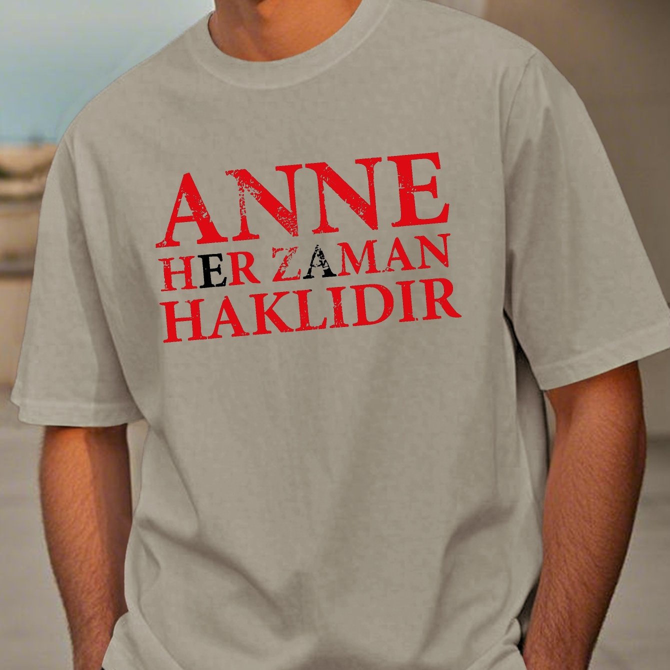 TEMU Men's "turkish Mom Is Right" Graphic Tee - Black Short Sleeve Summer Shirt With Turkish Text, Casual Crew Neck Style For Adults, Lightweight
