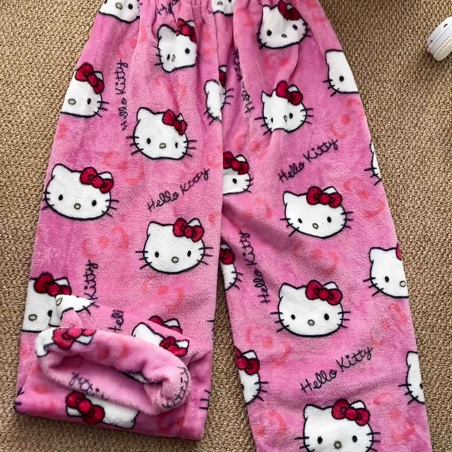E-shop Damen Langarm-Pyjama-Hose für Herbst/Winter, Sanrio Druckdesign, Dicke Warme Schlafhose, Lockerer Casual-Schnitt, Übergröße