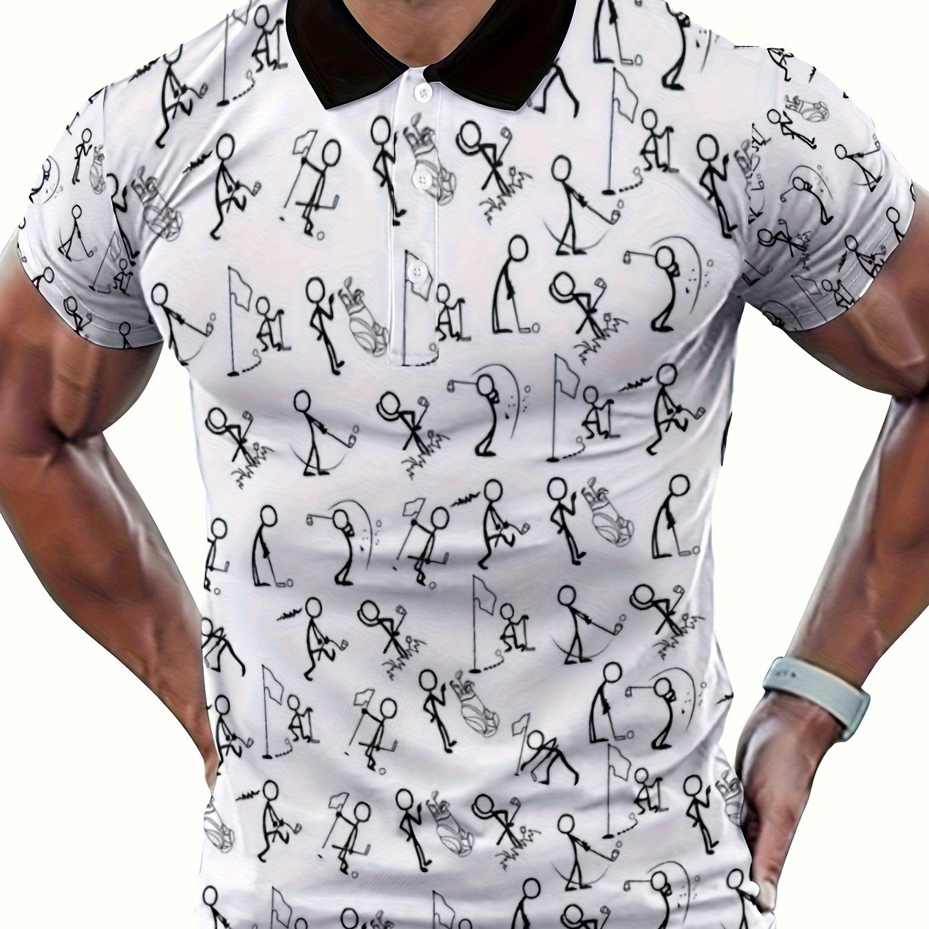 TEMU Mens Golf Shirt Shirts Short Sleeve Regular Designed Man Golf Pattern