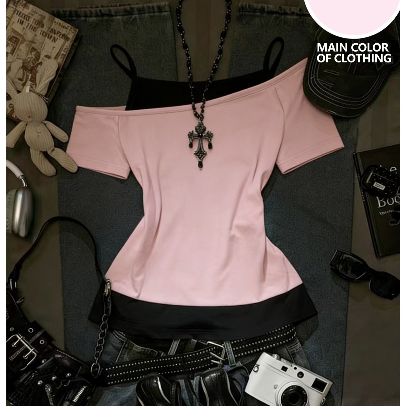 TEMU A Stylish -piece Spring And Summer Outfit Featuring A Trendy Two-piece Off-shoulder T-shirt, Perfect For Street Style And Y2k Vibes, This Hot