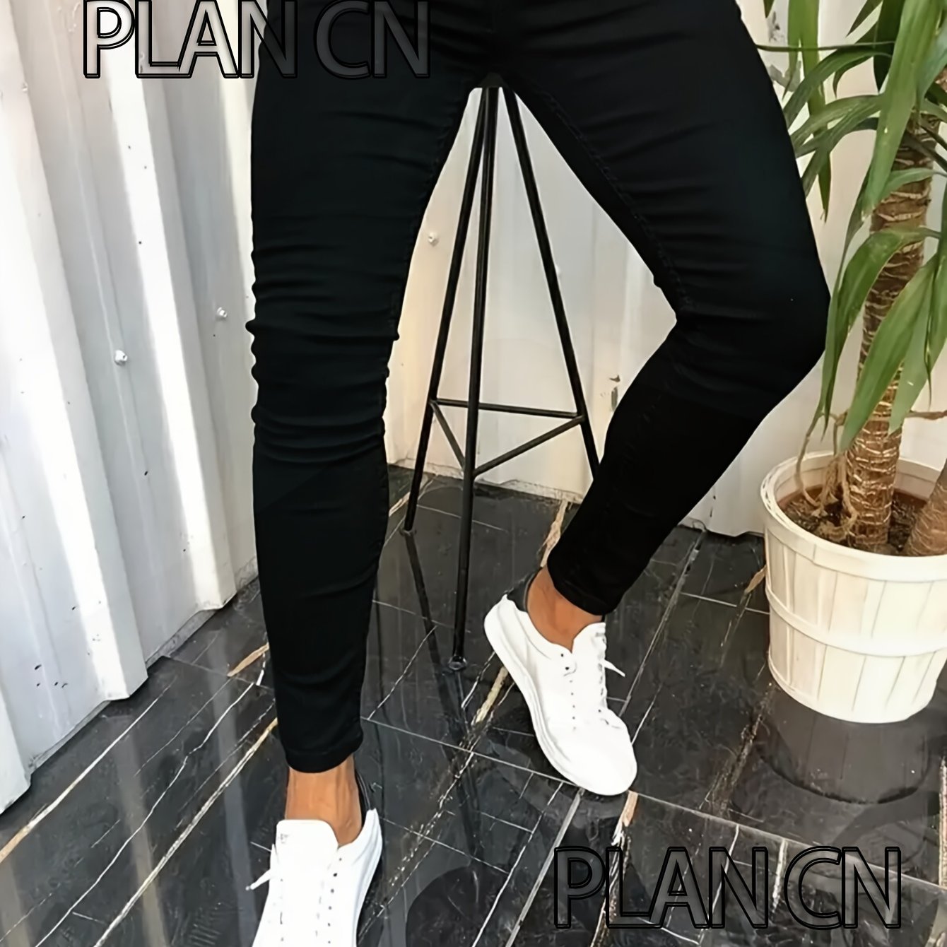 Men's Slim-fit Black Jeans - Stretch Cotton Blend Denim Pants With & Denim Look, Skinny -season Wear, Machine Washable Casual Streetwear (no, Tight Tailing) - Tailored For Narrow Hips & Legs
