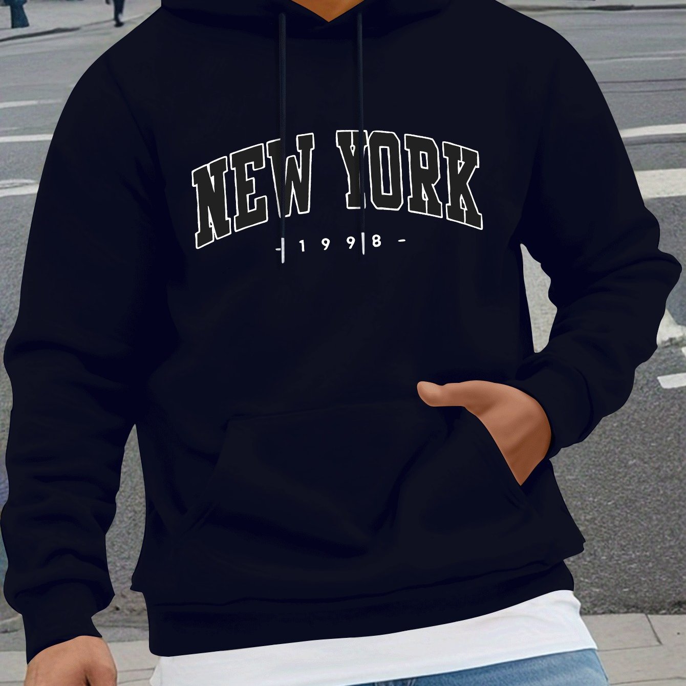 TEMU Print, Men's Casual And Cozy Hoodies, Trendy Long Sleeve Hooded Sweatshirt, Casual Versatile Top For Autumn Winter