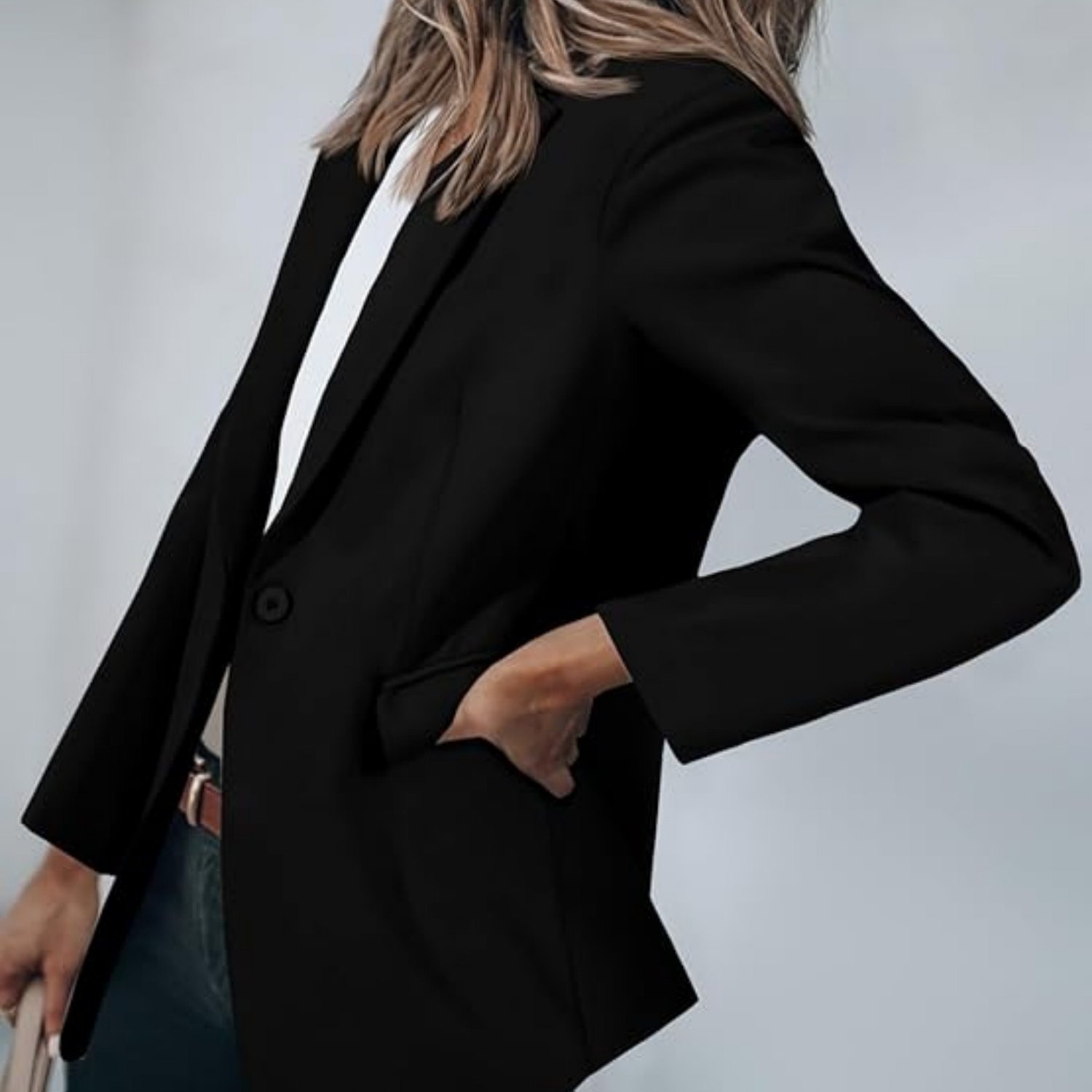 Women's Casual Office Blazer Jacket - Long Sleeve Button Front Workwear, Professional Business Attire & Daily Wear Outerwear