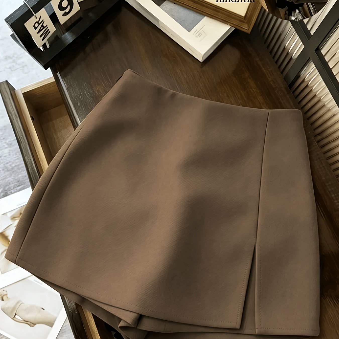 TEMU High-waist Slit Women's Shorts Skirt, Fashion Slim Casual Commuter Style, Soft Textured Fabric, Anti-flash Safety Shorts, Spring Summer