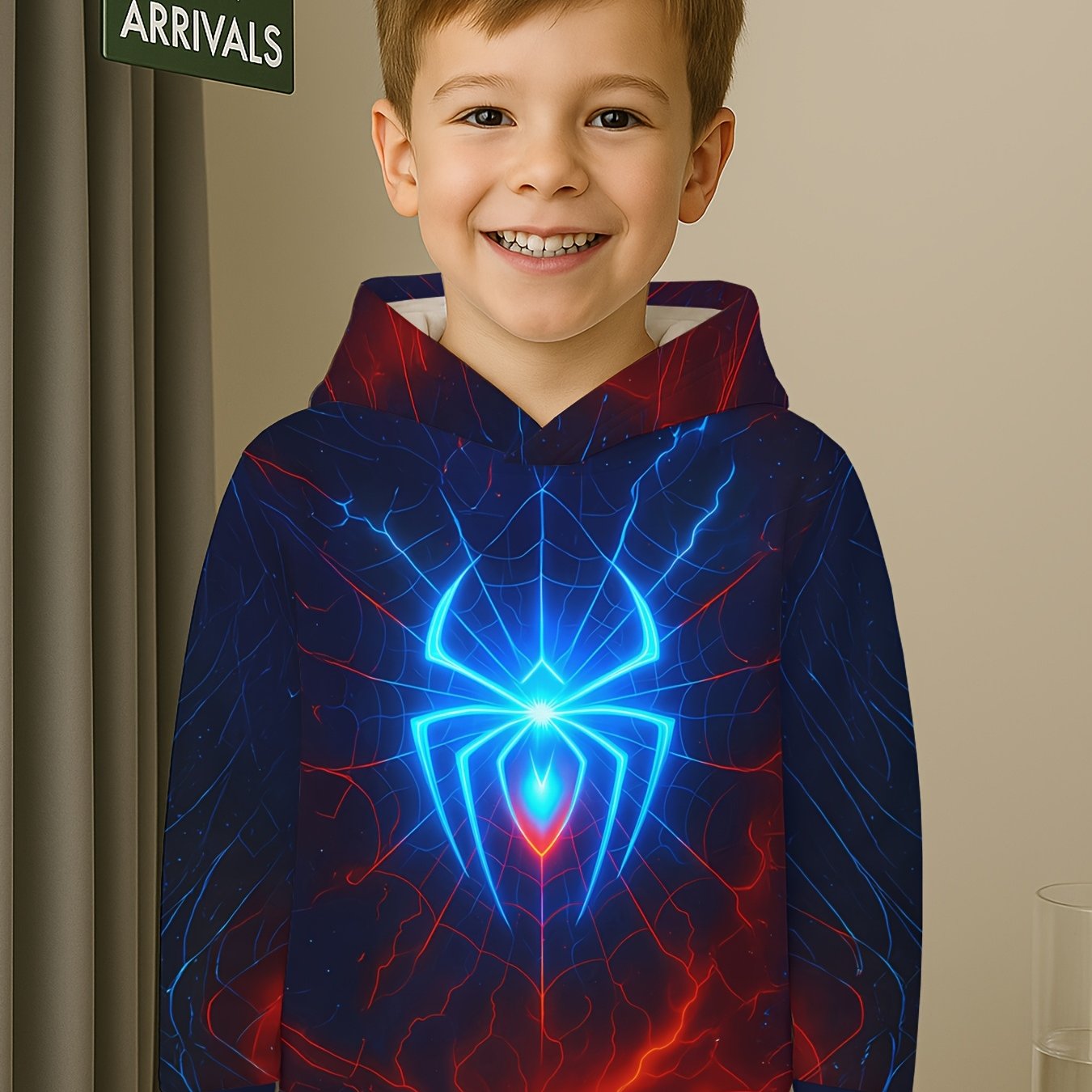 Bright Spider Hoodie For Boys - And Red Mesh Print Sweatshirt With Spider Design, Superhero For Halloween, Christmas, Birthday Parties And , Machine Washable For Spring, Autumn, And Winter, Ages 5-14