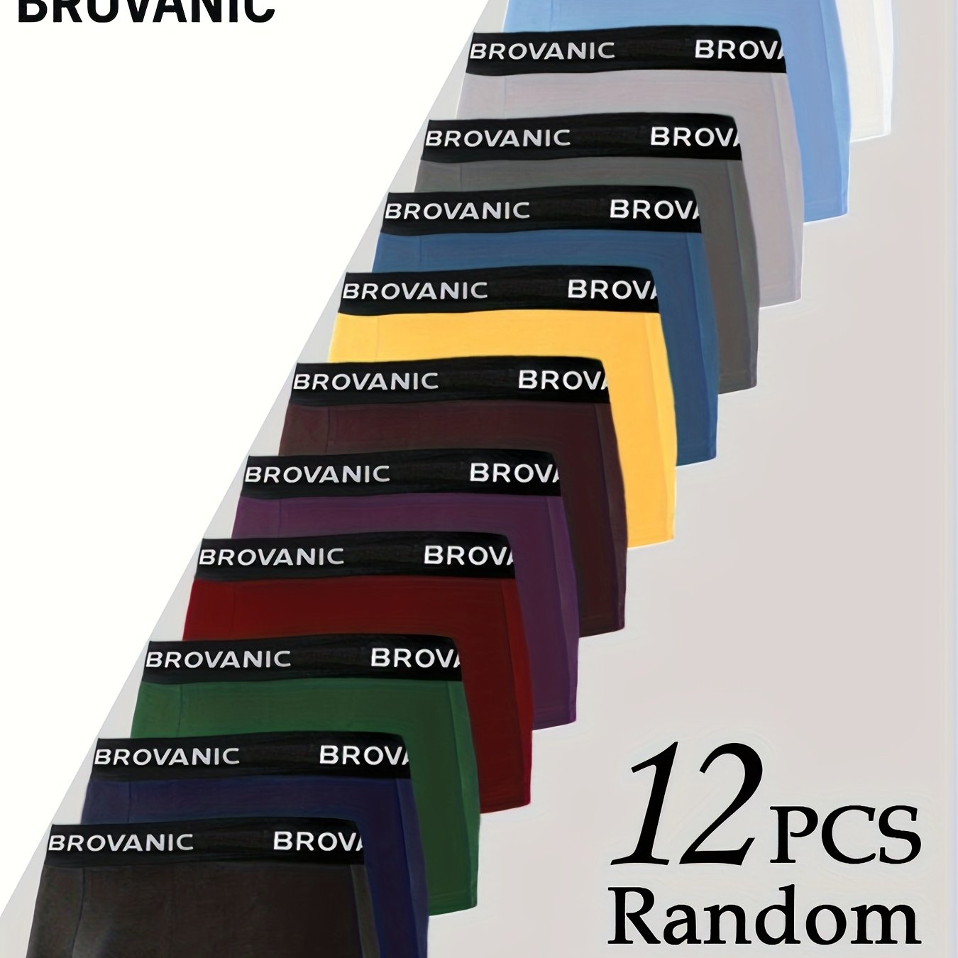 E-shop BROVANIC 12er-Set verschiedene Herren-Boxershorts, mehrteilige einfarbige Herrenunterwäsche, atmungsaktiv für den täglichen Freizeitgebrauch,