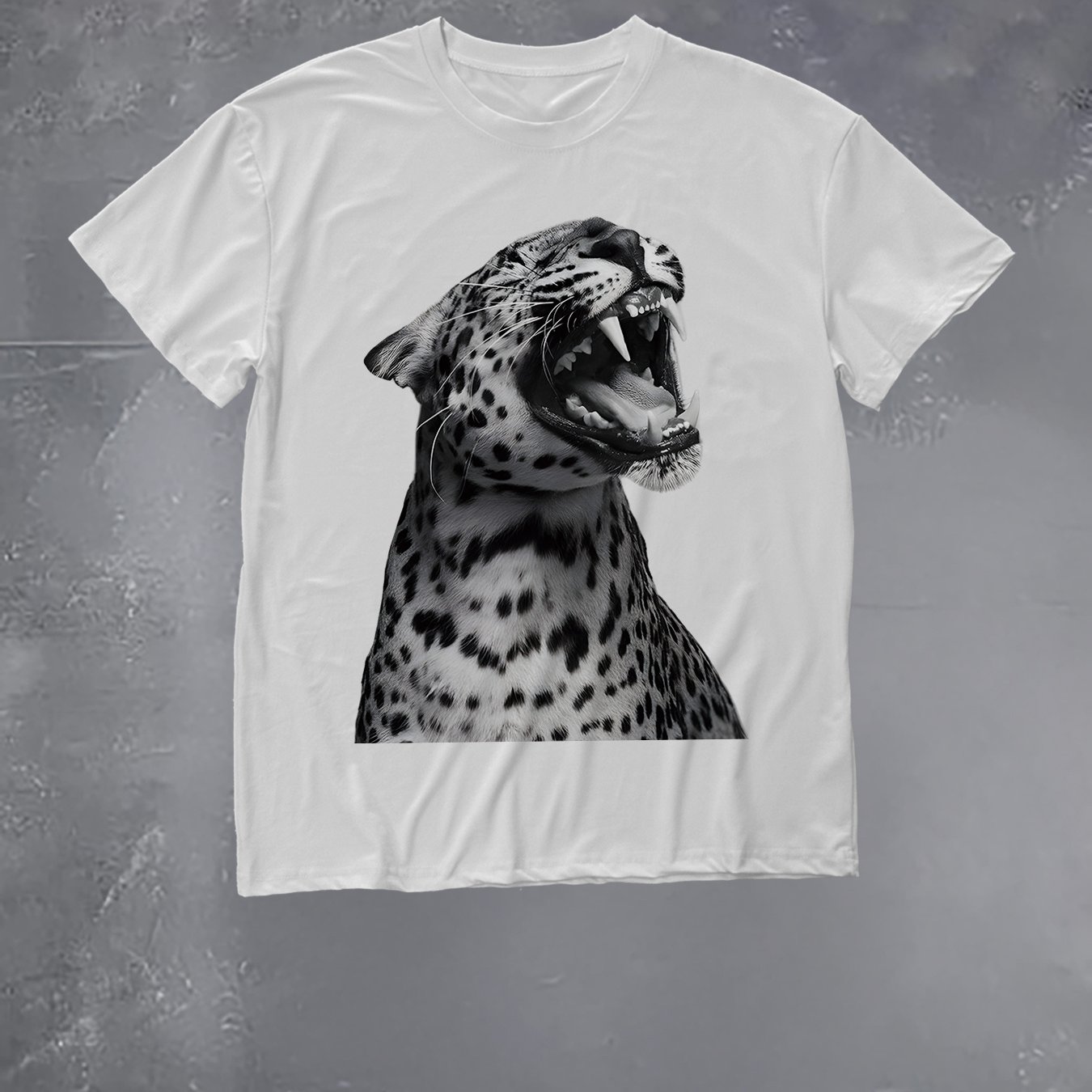 TEMU Realistic Style Short-sleeve Drop-shoulder T-shirt With A Leopard Print, No Text