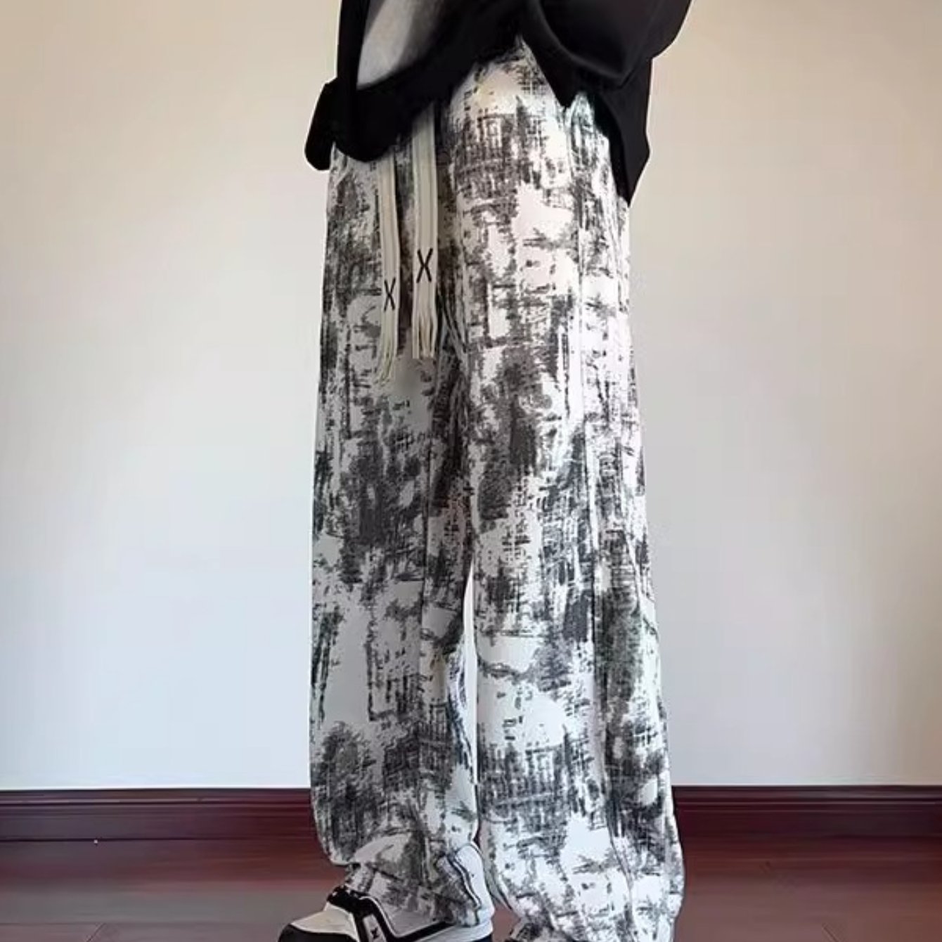 TEMU メンズ タイダイ ドレープパンツ - 素材、オール カジュアル＆ル用 日常・特別な場面に最適 モダンアメリカンスタイル パンツ 多機能デザイン ティックプリント 高品質ステッチ ファッション ハイストリートスタイル 耐久性抜群 大人服