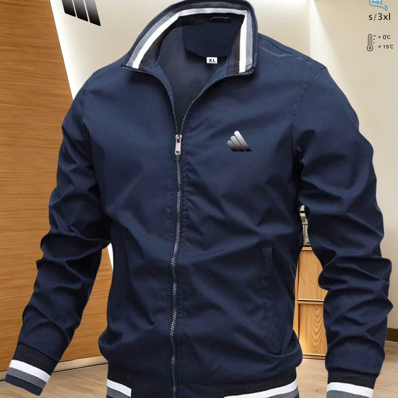 TEMU Spring -style Men's Collar Sporty Casual Jacket, Multi-pocket Lightweight Windproof Coat, Innovative Brand Logo Elements, Camping, Fishing,